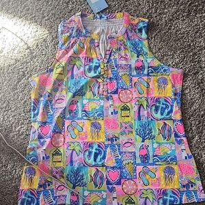 Lulu-B Multicolor Tropical Print Sleeveless Top